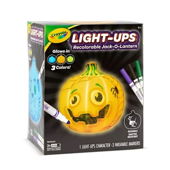 Crayola Light Up Jack-O-Lantern Recolorable Kit with Washable Markers Age 4+ - Picture 3 of 7